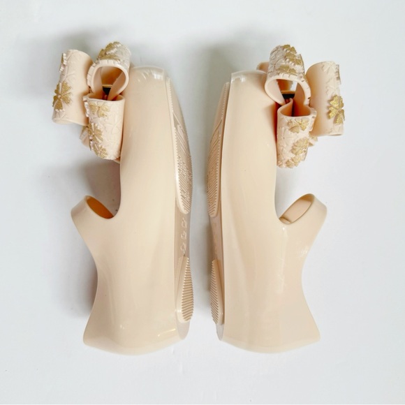MINI MELISSA NUDE BEIGE ULTRAGIRL SWEET BB BIG GOLD FLOWER BOW JELLY SHOES - Picture 5 of 9